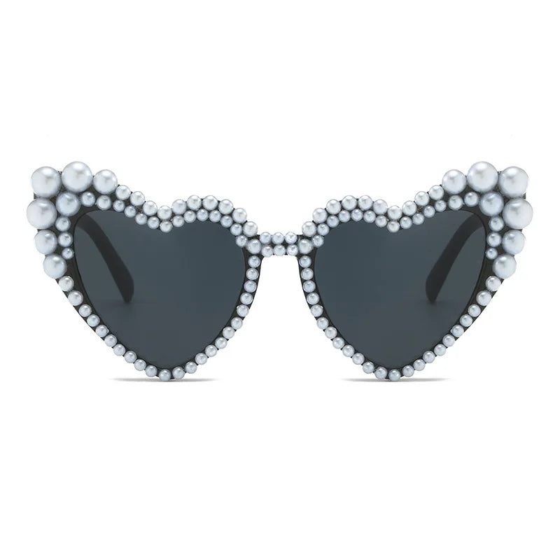 Heart Shape Pearl Detail Sunglasses
